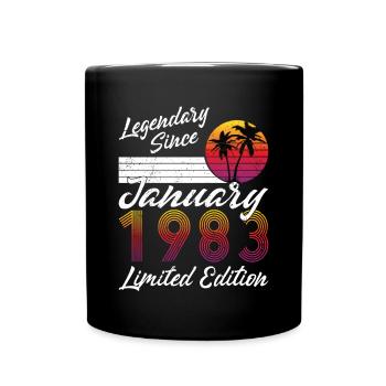40e anniversaire Né en janvier 1983 Légendaire 1983 - Mug uni - noir - Devant