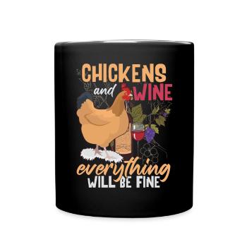 Poulets & Vin - Mug uni - noir - Devant