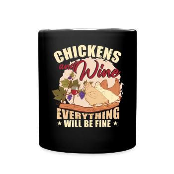 Poulets et vin Tout ira bien - Mug uni - noir - Devant