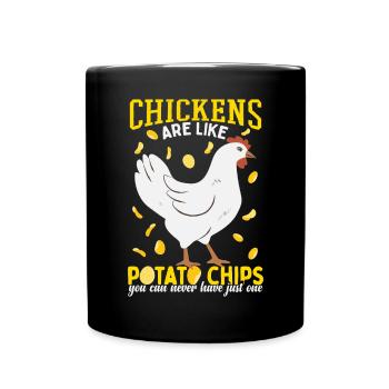 Les poulets sont comme des croustilles - Mug uni - noir - Devant