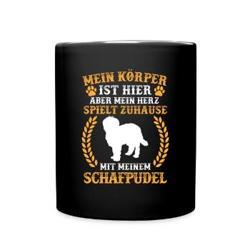 Spiele mit meinem Schafpudel Hütepudel - Tasse einfarbig - Schwarz - Vorne