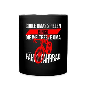 Die weltbeste Oma fährt Fahrrad. - Tasse einfarbig - Schwarz - Vorne