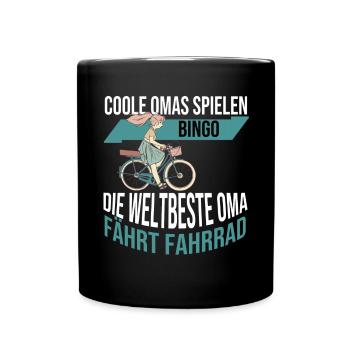 Die weltbeste Oma fährt Fahrrad. - Tasse einfarbig - Schwarz - Vorne