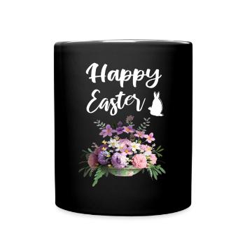 Happy Easter Flowers Bouquet - Full Colour Mug - black - Front