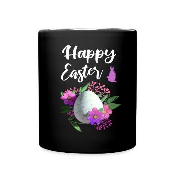 Joyeuses fleurs de Pâques oeuf de Pâques - Mug uni - noir - Devant