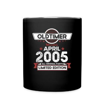 18. Geburtstag Mann Oldtimer April Jahrgang 2005 - Tasse einfarbig - Schwarz - Vorne