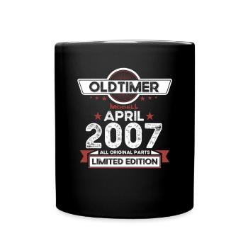 16. Geburtstag Mann Oldtimer April Jahrgang 2007 - Tasse einfarbig - Schwarz - Vorne