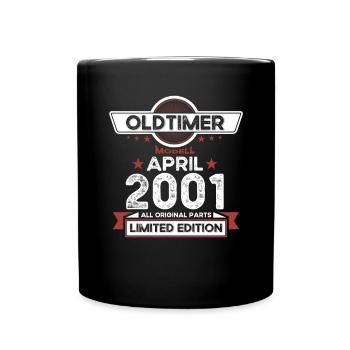 22. Geburtstag Mann Oldtimer April Jahrgang 2001 - Tasse einfarbig - Schwarz - Vorne