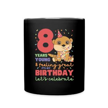 Meerkat for her 8th birthday Children eight years old - Full Colour Mug - black - Front