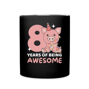 Pig for 8th birthday Children eight years old - Full Colour Mug - black - Front