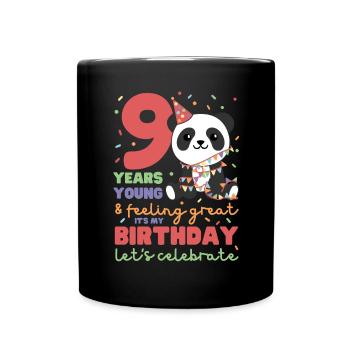 Panda for 9th birthday children nine years old - Full Colour Mug - black - Front