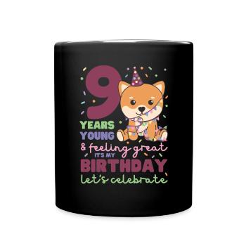 Shiba Inu à l’occasion de ses 9 ans - Mug uni - noir - Devant