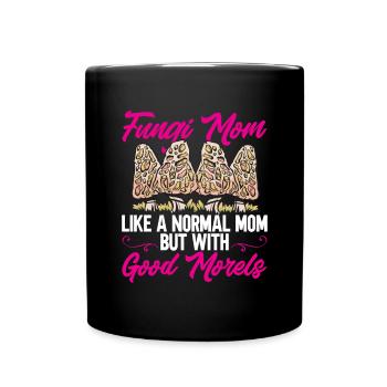 Mushroom hunting, mushrooms, morels, mushroom picking, foraging - Full Colour Mug - black - Front