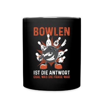 Bowler Bowlen Kegeln Bowling - Tasse einfarbig - Schwarz - Vorne