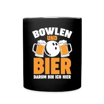 Bier Bowler Bowlen Kegeln Bowling - Tasse einfarbig - Schwarz - Vorne