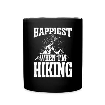 Happiest when i'm Hiking - Tasse einfarbig - Schwarz - Vorne
