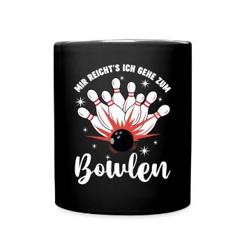 Bowler Bowlen Kegeln Bowling - Tasse einfarbig - Schwarz - Vorne