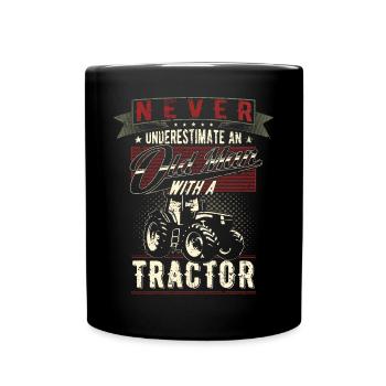 Never underestimate old man tractor farmer - Full Colour Mug - black - Front