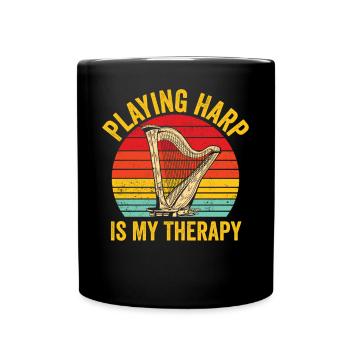 Harfenspieler Harfenist Retro - Tasse einfarbig - Schwarz - Vorne