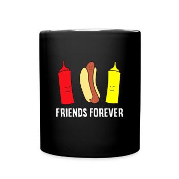 Hot Dog Ketchup Moutarde Friends Forever Cute Hotdo - Mug uni - noir - Devant