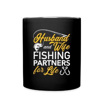 Husband and wife fishing partners for lifefisherma - Full Colour Mug - black - Front