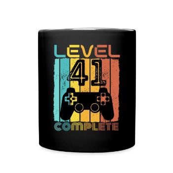 41 Jahre - 41. Geburtstag Level 41 Complete Design - Tasse einfarbig - Schwarz - Vorne