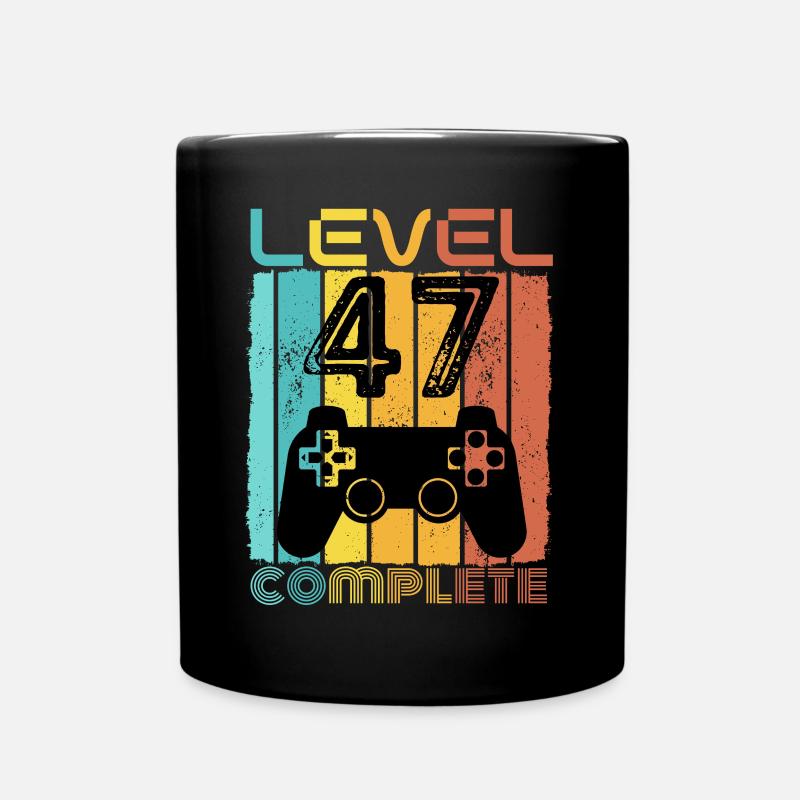 47 years - 47th birthday Level 47 Complete Design - Full Colour Mug - black