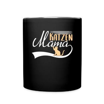 Katzen Mama - Tasse einfarbig - Schwarz - Vorne