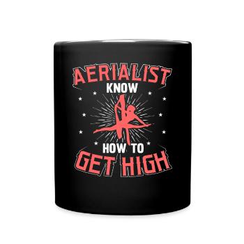 Aerial Silk / Aerial Yoga / Aerial Acrobatics Designs - Full Colour Mug - black - Front