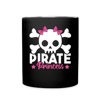 Niedlicher Pirat Prinzessin Rosa Piratenschädel und - Tasse einfarbig - Schwarz - Vorne