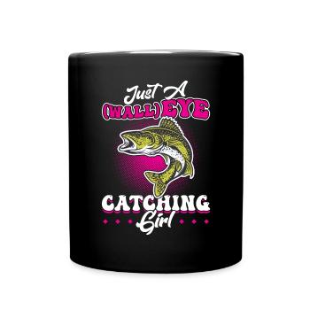 Just A WallEYE Catching Girl - Chasseur de doré jaune - Mug uni - noir - Devant