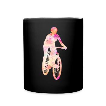 Radfahrerin Mountainbike Fahrer Geschenk Damen - Tasse einfarbig - Schwarz - Vorne
