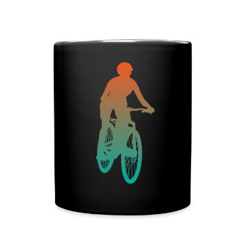 Radfahrerin Mountainbike Fahrer Geschenk Damen - Tasse einfarbig - Schwarz - Vorne