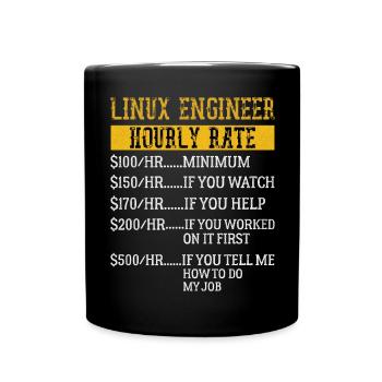 Ingénieur Linux Taux horaire Mécanique Taux de main-d’œuvre - Mug uni - noir - Devant