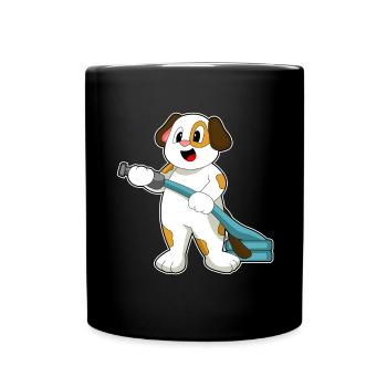 Dog Firefighter Fire Hose Fire Brigade - Full Colour Mug - black - Front
