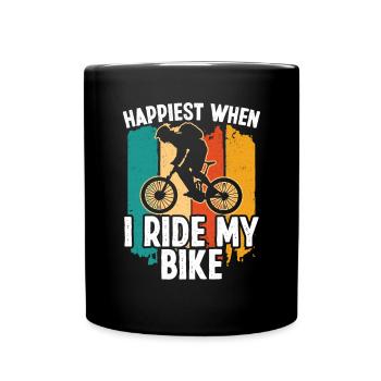 Happiest when i ride my Bike - Full Colour Mug - black - Front