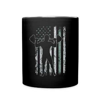 Weightlifting Retro USA Flag Gym 4th of July - Full Colour Mug - black - Front