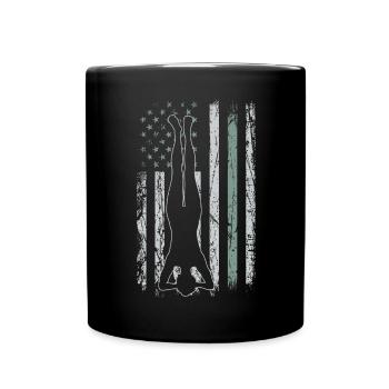 Yoga Retro USA Flag Fitness 4th of July Yoga - Full Colour Mug - black - Front