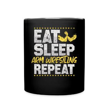 Arm Wrestling Eat Sleep Repeat Weight Training Arm Wrestling - Full Colour Mug - black - Front