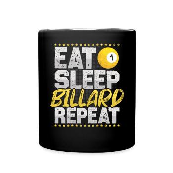 Billard Eat Sleep Repeat Billardkugel Billard - Tasse einfarbig - Schwarz - Vorne