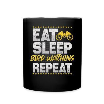 Bird Watching Eat Sleep Repeat Bird Guide - Full Colour Mug - black - Front