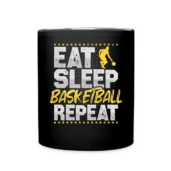 Basketball Manger Dormir Répéter Dunking Basketball - Mug uni - noir - Devant