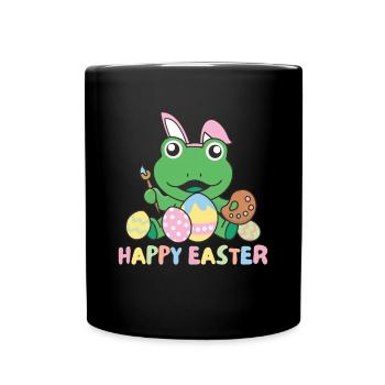 joyeuses Pâques douce grenouille Pâques avec œufs de Pâques - Mug uni - noir - Devant