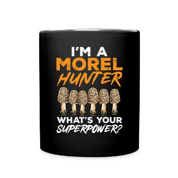 Mushroom hunting, mushrooms, morels, mushroom picking, foraging - Full Colour Mug - black - Front