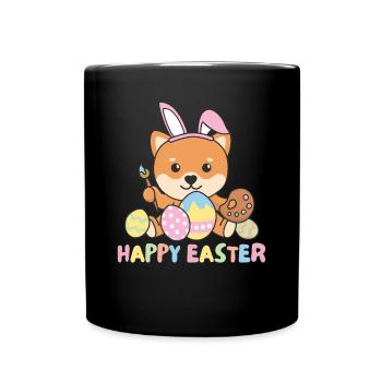 joyeuses Pâques sucrées Shiba Inu Pâques avec œufs de Pâques - Mug uni - noir - Devant