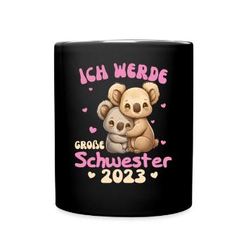 Je serai grande sœur 2023 pour les frères et sœurs - Mug uni - noir - Devant