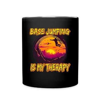 Base Jumping Is My Therapy - Tasse einfarbig - Schwarz - Vorne