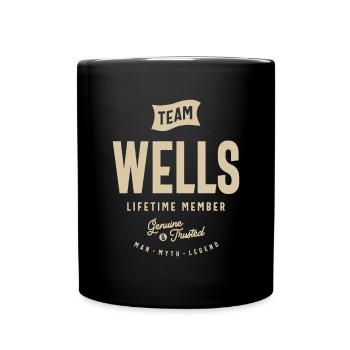 Team Wells Lifetime Member - Name Wells - Full Colour Mug - black - Front