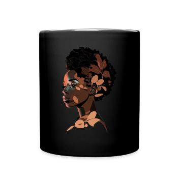 Juneteenth Melanin Queen - Beautiful Afro Woman - Full Colour Mug - black - Front