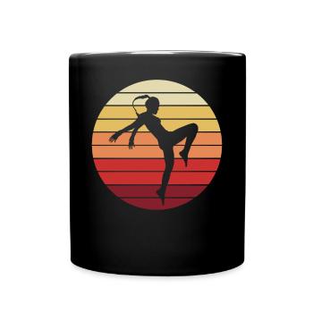 Kickboxerin Kickboxen Retro Vintage Geschenk Damen - Tasse einfarbig - Schwarz - Vorne
